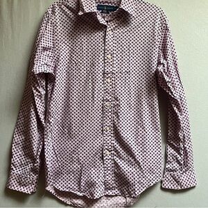 Ralph Lauren Pink Blue Geometric Pattern Slim Fit Button Down Shirt Mens M
